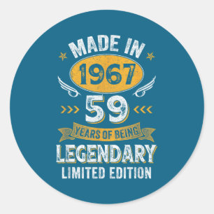 Sticker Rond Vintage 1967 59 Ans