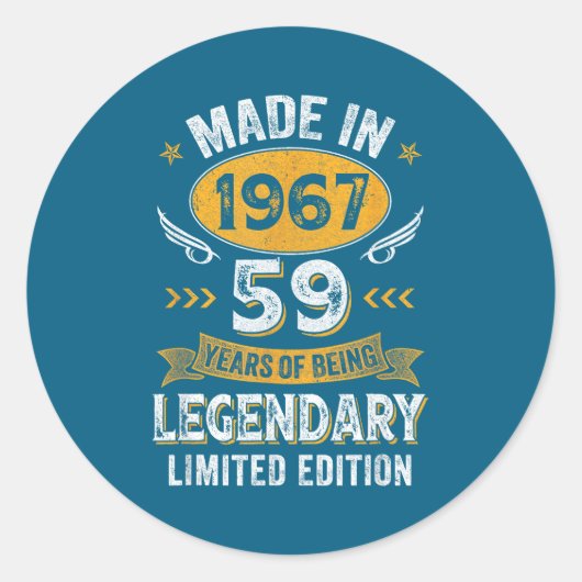 Sticker Rond Vintage 1967 59 Ans (Devant)