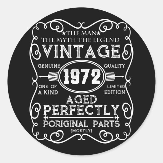 Sticker Rond Vintage 1972 (Devant)