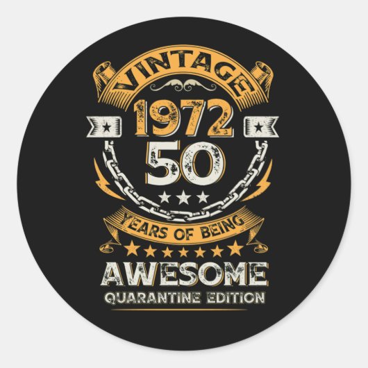 Sticker Rond Vintage 1972 50e anniversaire 50 ans (Devant)