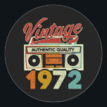 Sticker Rond Vintage 1972 Authentic Quality 1972 50th Birthday<br><div class="desc">Vintage 1972 Authentic Quality 1972 50th Birthday Men Women Gift. Un cadeau parfait pour votre père, maman, papa, hommes, femmes, amis et membres de la famille le jour de Thanksgiving, Noël, Fête des mères, Fête des pères, 4 juillet, 1776 Jour indépendant, Fête des anciens combattants, Fête de l'Halloween, Fête de...</div>