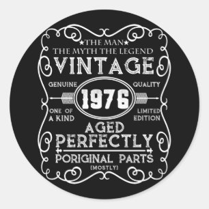 Sticker Rond Vintage 1976 Mythe de l'homme Légende 45e anniver