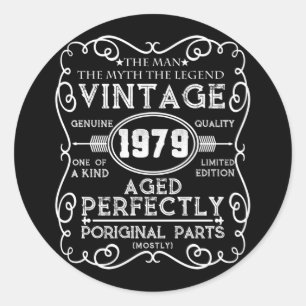 Sticker Rond Vintage 1979 Mythe de l'homme Légende 42e annivers