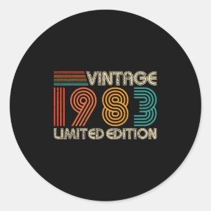 Sticker Rond Vintage 1983 Limited Edition Clic 1983 Men Women V