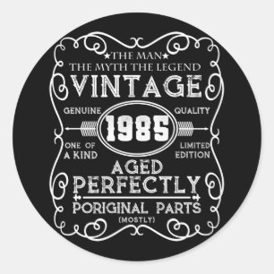 Sticker Rond Vintage 1985 Mythe de l'homme Légende 36e annivers
