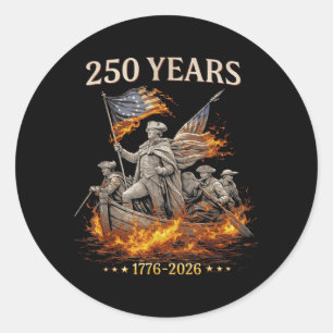 Sticker Rond Vintage 250 Ans 1776-2026 250ème Anniversaire Drôl