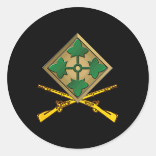 Sticker Rond Vintage 4e division d'infanterie Vétérinaire Petit