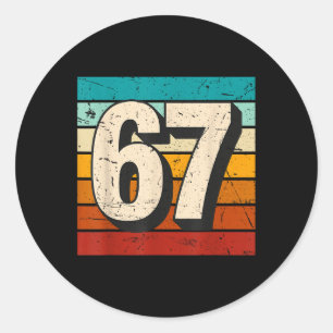 Sticker Rond Vintage 67 Mème Rétro Six Sept Numéro Drôle 6 7 M