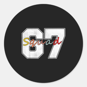 Sticker Rond Vintage 67 Numéros 6 7 Meme de pourriture cérébral