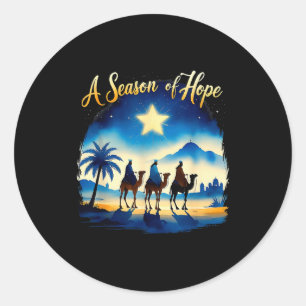 Sticker Rond Vintage A Season Of Hope Noël Jésus Foi 3 R