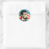 Sticker Rond Vintage Abraham Lincoln USA Flag Illustration (Sac)