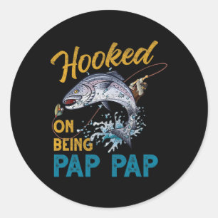 Sticker Rond Vintage accro à être Pap Pap drôle de pêche Papas