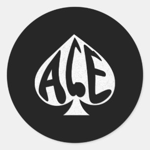 Sticker Rond Vintage Ace De Pique Texas Hold'em Jouer Carte