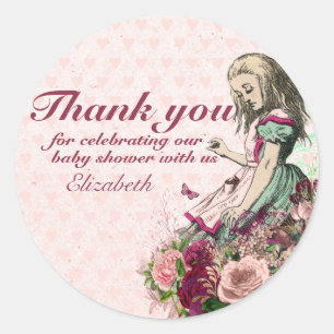 Sticker Rond Vintage Alice au Pays des merveilles Tea Party