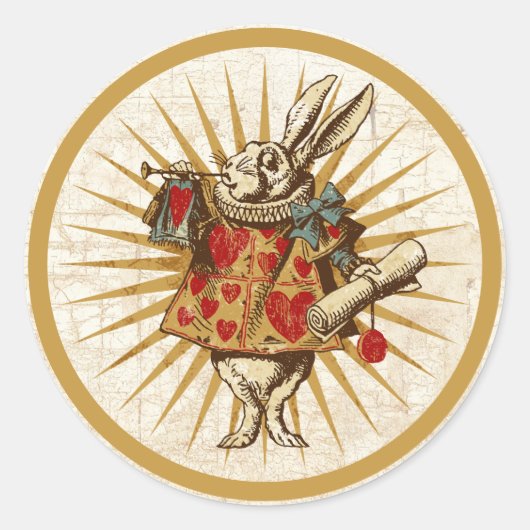 Sticker Rond Vintage Alice White Rabbit (Devant)