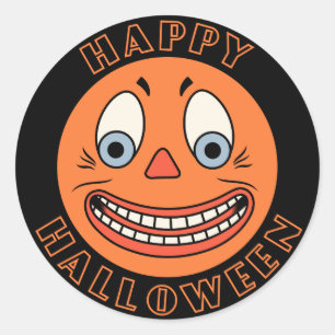 Sticker Rond Vintage allemand Halloween Design Jack O'Lantern