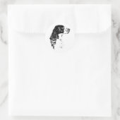 Sticker Rond Vintage Art Anglais Springer Spaniel Chien (Sac)