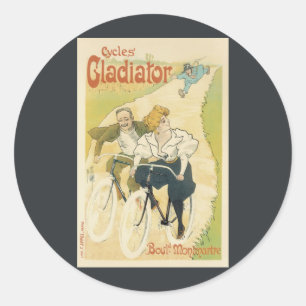 Sticker Rond Vintage Art Nouveau, Bicyclettes Gladiator Cycles