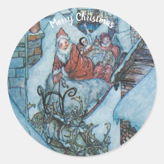 Sticker Rond Vintage Arthur Rackham voeux de Noël (Devant)