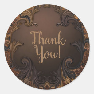 Sticker Rond Vintage Automne Automne Gold Feuille Mariage