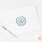 Sticker Rond Vintage Baroque Embossed Look Blue (Enveloppe)