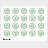 Sticker Rond Vintage Baroque Embossed Look Green (Feuille)