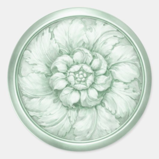 Sticker Rond Vintage Baroque Embossed Look Green (Devant)