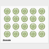 Sticker Rond Vintage Baroque Embossed Look Green 11 (Feuille)