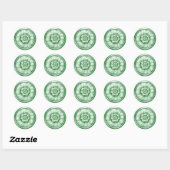 Sticker Rond Vintage Baroque Embossed Look Green 2 (Feuille)