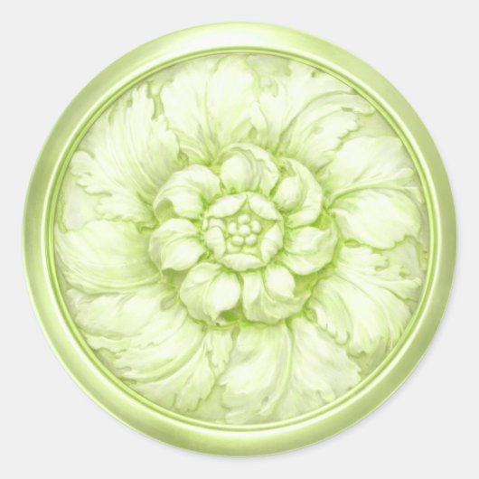 Sticker Rond Vintage Baroque Embossed Look Green 2 (Devant)