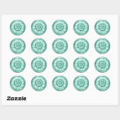 Sticker Rond Vintage Baroque Embossed Look Green 3 (Feuille)