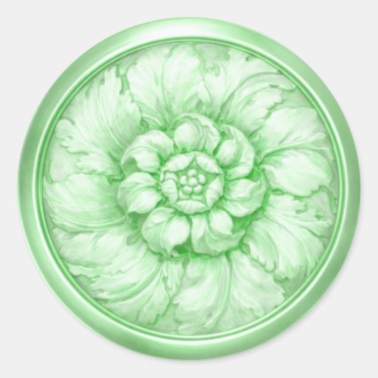 Sticker Rond Vintage Baroque Embossed Look Green 7 (Devant)