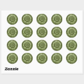 Sticker Rond Vintage Baroque Embossed Look Green 9 (Feuille)