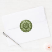 Sticker Rond Vintage Baroque Embossed Look Green 9 (Enveloppe)