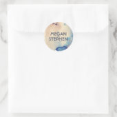 Sticker Rond Vintage Beach Aquarelles Mariage moderne (Sac)