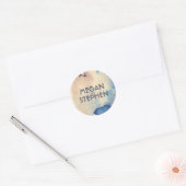 Sticker Rond Vintage Beach Aquarelles Mariage moderne (Enveloppe)