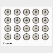 Sticker Rond Vintage Bear Girl Baby Shower  (Feuille)