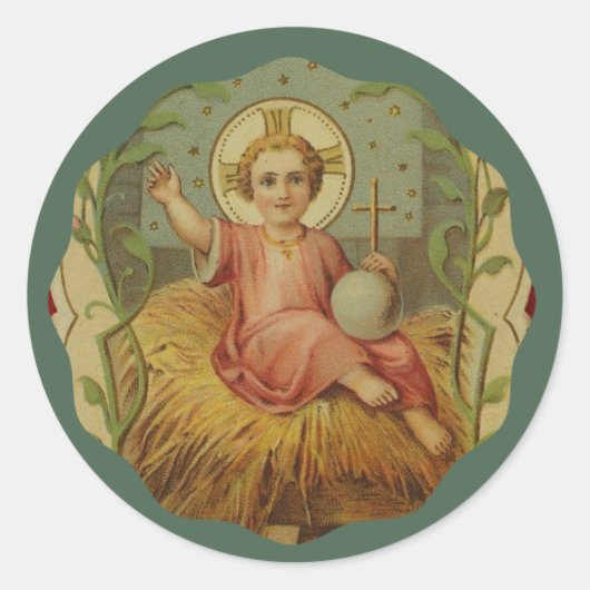 Sticker Rond Vintage bébé Jésus en colère (Devant)