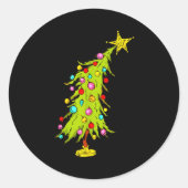Sticker Rond Vintage Bent Christmas Tree (Devant)