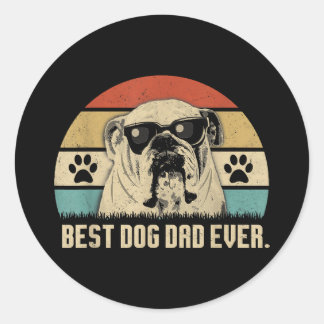 Sticker Rond Vintage Best English Bulldog DAD Ever Chemise Père