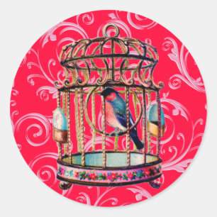 Sticker Rond Vintage Birdcage