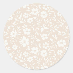 Sticker Rond Vintage Bloom Neutre - Linge Doux