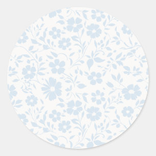 Sticker Rond Vintage Bloom Poudre Bleue - Neutre