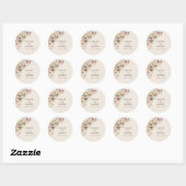 Sticker Rond Vintage Boho Floral Mariage (Feuille)