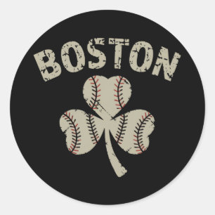 Sticker Rond Vintage Boston St Patrick's Day Shamrock irlandais