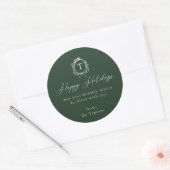 Sticker Rond Vintage Botanical Monogram Green Holiday (Enveloppe)