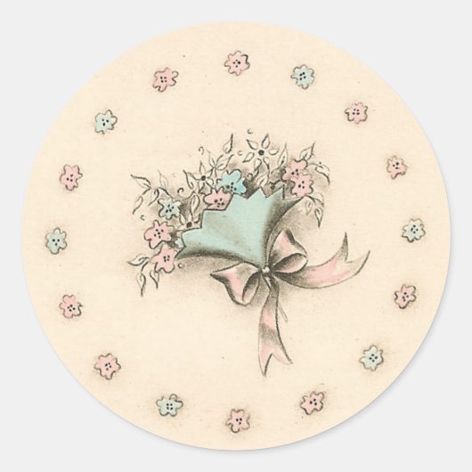 Sticker Rond Vintage Bouquet (Devant)