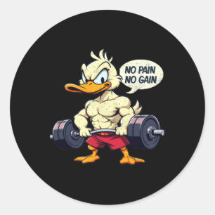 Sticker Rond Vintage Buff Canard Pas de douleur Pas de gain Gym