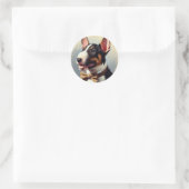 Sticker Rond Vintage Bull Terrier Peinture Portrait (Sac)