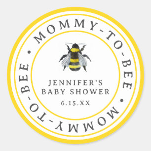 Sticker Rond Vintage Bumblebee Mommy-To-Bee Baby shower Favor